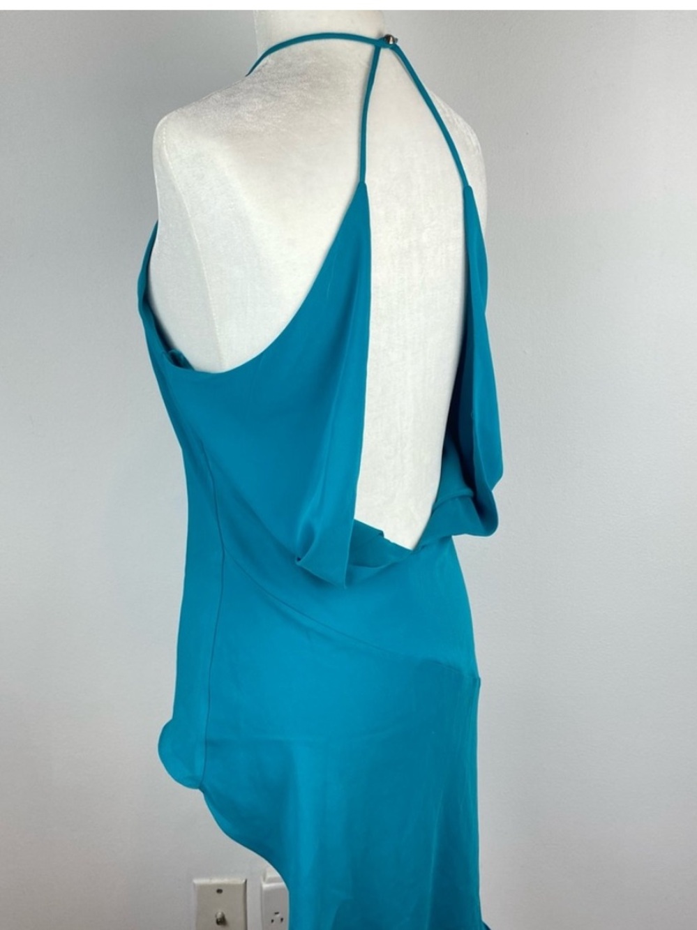 ASTR Asymmetrical Open Back High Low Halter Tank Top Teal Size Large NWOT